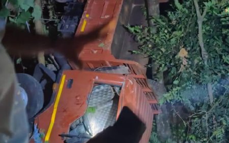 കോഴിക്കോട് ടിപ്പര്‍ ലോറി താഴ്ചയിലേക്ക് മറിഞ്ഞ് ഒരു സ്ത്രീ മരിച്ചു; നാല് പേര്‍ക്ക് പരിക്ക്