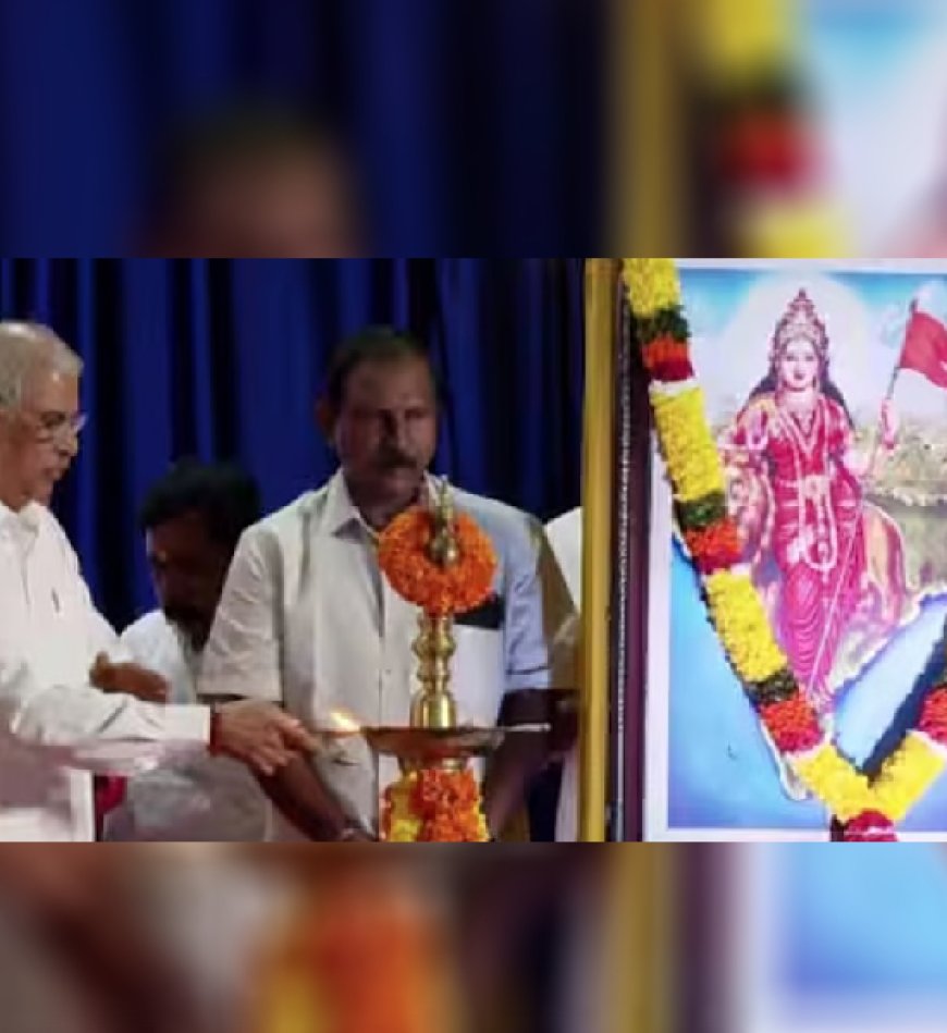 കാവിക്കൊടിയേന്തിയ ഭാരതാംബ ചിത്രം വീണ്ടും വിവാദമാകുന്നു