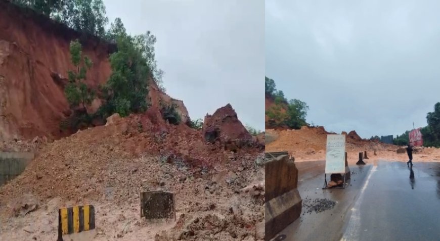 കാസർഗോഡ് വീരമലക്കുന്ന് ദേശിയപാതയിലേക്ക് ഇടിഞ്ഞുവീണു
