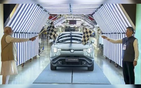 ഇ വിറ്റാര ഫ്ലാഗ് ഓഫ് ചെയ്ത് മോദി; നൂറിലധികം രാജ്യങ്ങളിലേക്ക് കയറ്റുമതി ചെയ്യും