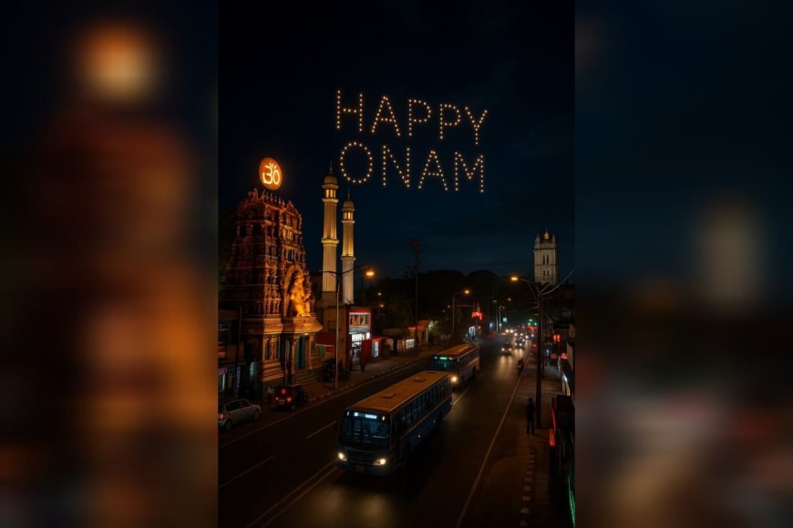 തിരുവോണനാൾ ആകാശ പൂക്കളമൊരുക്കി ഡ്രോൺ ഷോ