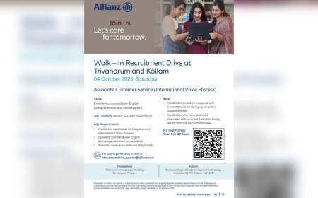 അലയൻസ് സർവീസസിൽ തൊഴിലവസരം; റിക്രൂട്ട്മെന്റ് ഡ്രൈവ് ഒക്ടോബർ 4ന്  തിരുവനന്തപുരത്തും കൊല്ലത്തും