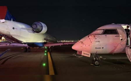 വിമാനത്താവളത്തിൽ വിമാനങ്ങൾ തമ്മിൽ കൂട്ടിയിടിച്ചു; പിന്നാലെ ചിറക് വേര്‍പ്പെട്ടു