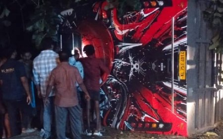 നിയന്ത്രണം വിട്ട ടൂറിസ്റ്റ് ബസ് മറിഞ്ഞ് അപകടം; കണ്ണൂർ സ്വദേശിനി മരിച്ചു;  49 പേർക്ക് പരിക്ക്