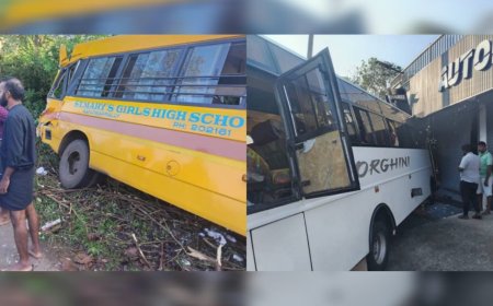 സ്കൂൾ ബസിന് പിന്നിൽ ശബരിമല തീർത്ഥാടകരുടെ ബസിടിച്ച് അപകടം