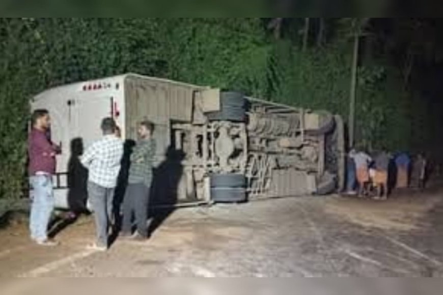 വിനോദയാത്ര പോയ ബസ് മറിഞ്ഞു; അപകടത്തില്‍ സ്കൂൾ വിദ്യാർഥികൾക്ക് പരിക്ക്