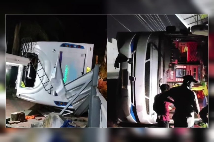 കല്ലമ്പലത്ത് ടൂറിസ്റ്റ് ബസ് മറിഞ്ഞു; 17 വിദ്യാർഥികൾക്ക് പരിക്ക്, രണ്ട് പേരുടെ നില ഗുരുതരം