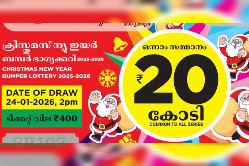 ക്രിസ്മസ് - ന്യൂ ഇയര്‍ ബംപര്‍ ഫലം പ്രഖ്യാപിച്ചു; കോട്ടയത്ത് വിറ്റ ടിക്കറ്റിന് 20 കോടി ഒന്നാം സമ്മാനം