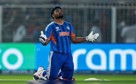 വിജയറണ്ണിന് പിന്നാലെ മുട്ടുകുത്തി നിന്ന് പ്രാർഥന; സഞ്ജു സാംസണിന്റെ വൈകാരിക നിമിഷങ്ങൾ വൈറലാകുന്നു