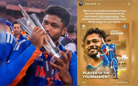 "നിങ്ങളെക്കുറിച്ച് അഭിമാനം, ചേട്ടാ!"; സഞ്ജുവിനെ പ്രശംസിച്ച് വിരാത് കോലി