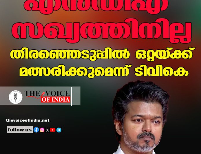 എന്‍ഡിഎ സഖ്യത്തിനില്ല; തിരഞ്ഞെടുപ്പില്‍ ഒറ്റയ്ക്ക് മത്സരിക്കുമെന്ന് ടിവികെ
