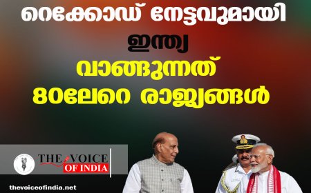 പ്രതിരോധ കയറ്റുമതിയില്‍ റെക്കോഡ് നേട്ടവുമായി ഇന്ത്യ;വാങ്ങുന്നത് 80ലേറെ രാജ്യങ്ങള്‍