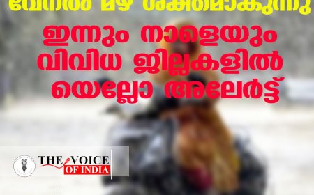സംസ്ഥാനത്ത് വേനല്‍ മഴ ശക്തമാകുന്നു ;ഇന്നും നാളെയും വിവിധ ജില്ലകളില്‍ യെല്ലോ അലേര്‍ട്ട്