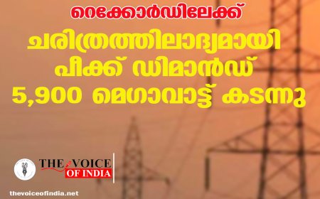 സംസ്ഥാനത്ത് വൈദ്യുതി ഉപഭോഗം റെക്കോര്‍ഡിലേക്ക്;  ചരിത്രത്തിലാദ്യമായി പീക്ക് ഡിമാന്‍ഡ്  5,900 മെഗാവാട്ട് കടന്നു