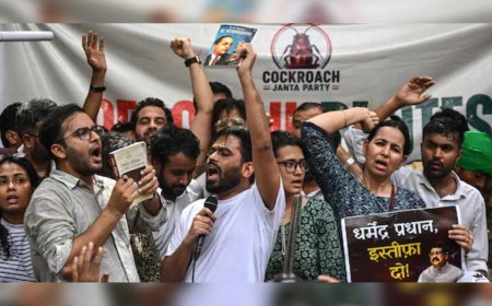 പരീക്ഷാ ക്രമക്കേടുകൾക്കെതിരായ പ്രതിഷേധത്തിനിടെ കോക്രോച്ച് പാർട്ടി സ്ഥാപകനു നേരെ കയ്യേറ്റം