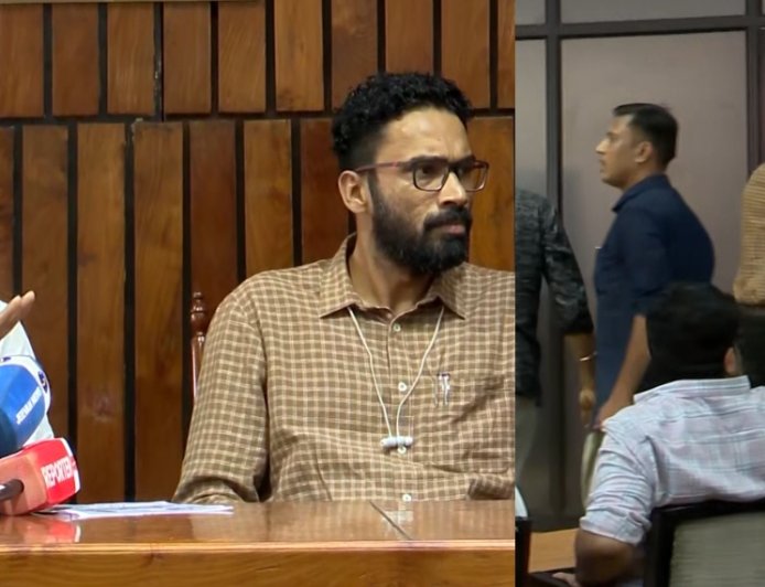 "മാധ്യമപ്രവർത്തകരുടെ പ്രതിഷേധം ശക്തം; 'ബഷീറിന്റെ കൊലയാളിയെ വേദിയിൽ ഇരുത്തരുത്' ആവശ്യം, വാർത്താസമ്മേളനം വിട്ട് ശ്രീറാം