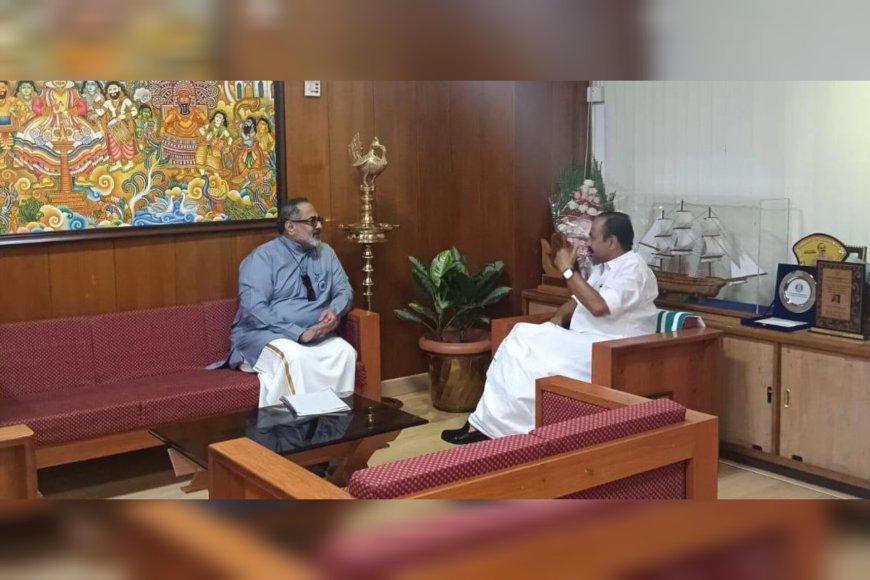 മുഖ്യമന്ത്രി വി ഡി സതീശനുമായി രാജീവ് ചന്ദ്രശേഖർ കൂടിക്കാഴ്ച; നേമം വികസനം ചർച്ചയായി