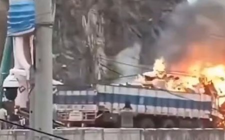 ആന്ധ്രയിൽ ഭീകര അപകടം: ട്രക്കുകൾ കൂട്ടിയിടിച്ച് തീപിടിച്ചു; മൂന്ന് പേർ വെന്തുമരിച്ചു