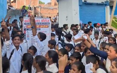 അടിസ്ഥാന സൗകര്യങ്ങൾ ആവശ്യപ്പെട്ട് യു.പിയിൽ വിദ്യാർഥി പ്രതിഷേധം; അംബേദ്കർ ചിത്രം ഉയർത്തി തെരുവിലിറങ്ങി