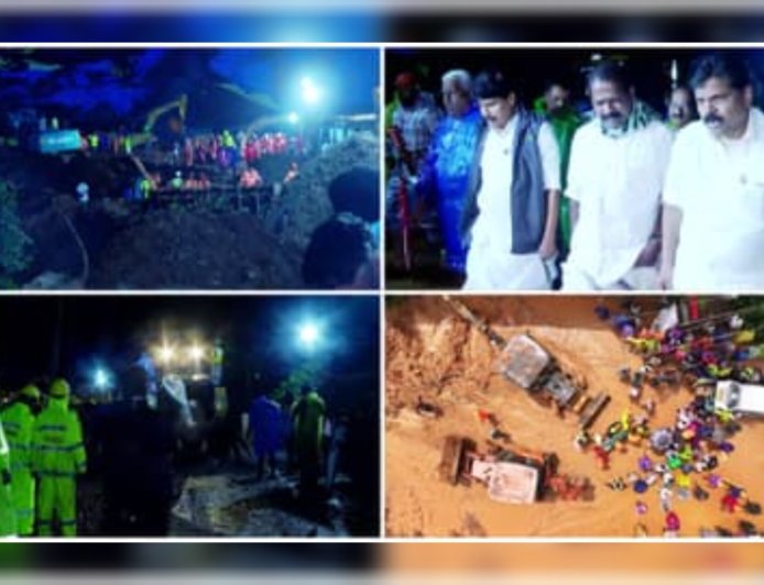 കള്ളാടി മണ്ണിടിച്ചിൽ: രാത്രിയിലും രക്ഷാപ്രവർത്തനം; 5 മരണം, 3 പേരെ കാണാതായി