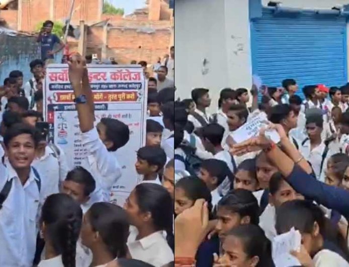 അടിസ്ഥാന സൗകര്യങ്ങൾ ആവശ്യപ്പെട്ട് യു.പിയിൽ വിദ്യാർഥി പ്രതിഷേധം; അംബേദ്കർ ചിത്രം ഉയർത്തി തെരുവിലിറങ്ങി